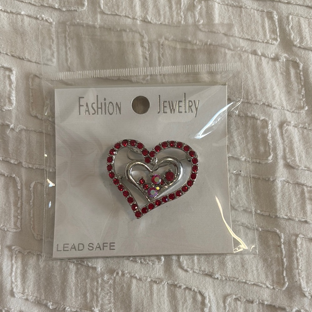 Fashion Jewelry Red Heart Brooch